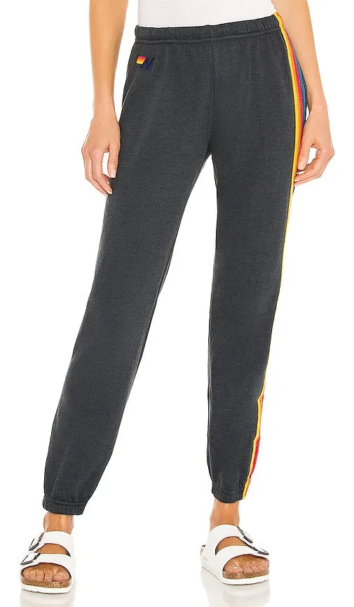 Aviator Nation 5 Stripe Sweatpant in Black