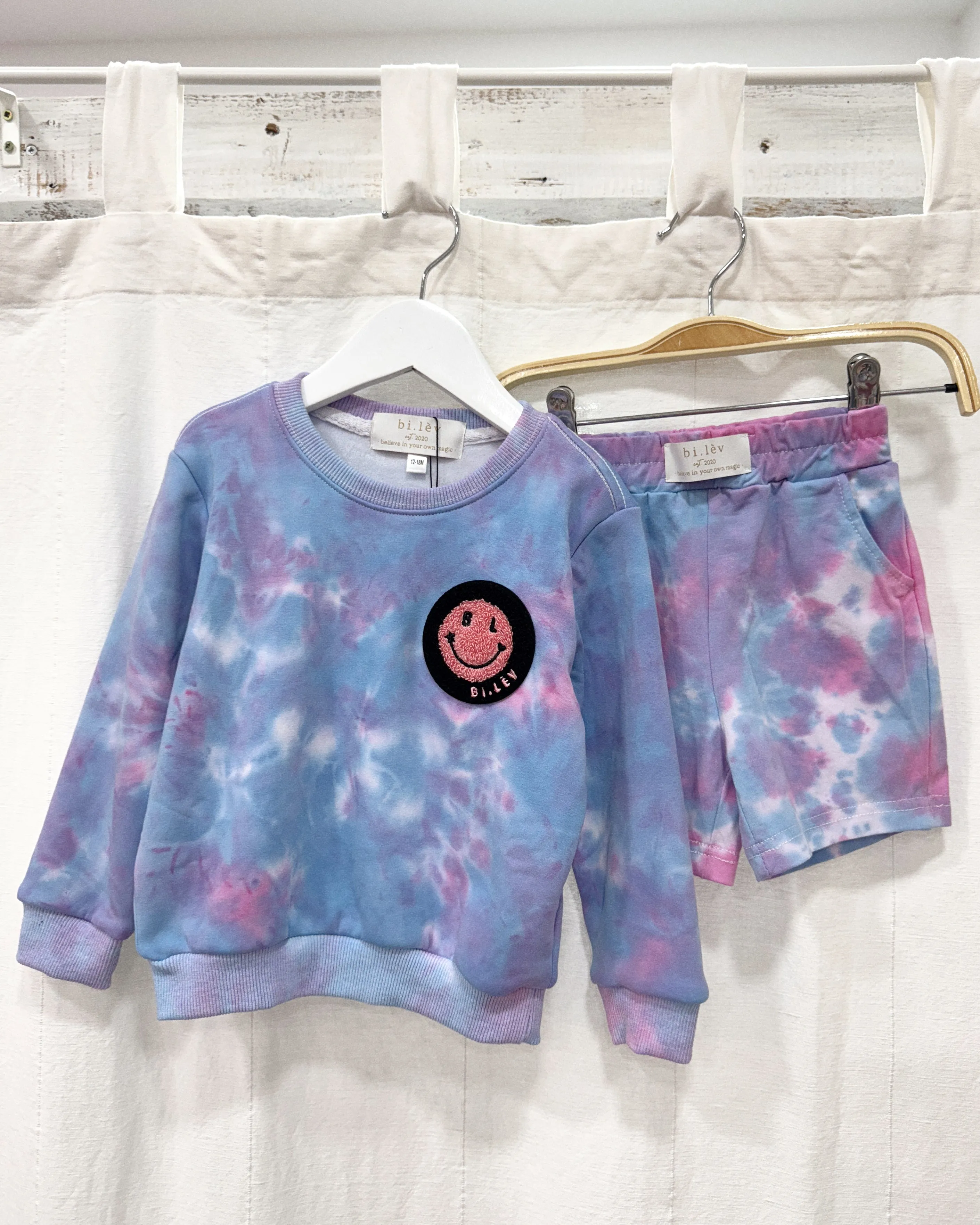 BABY & KIDS PINK N BLUE tie-dye jogger shorts