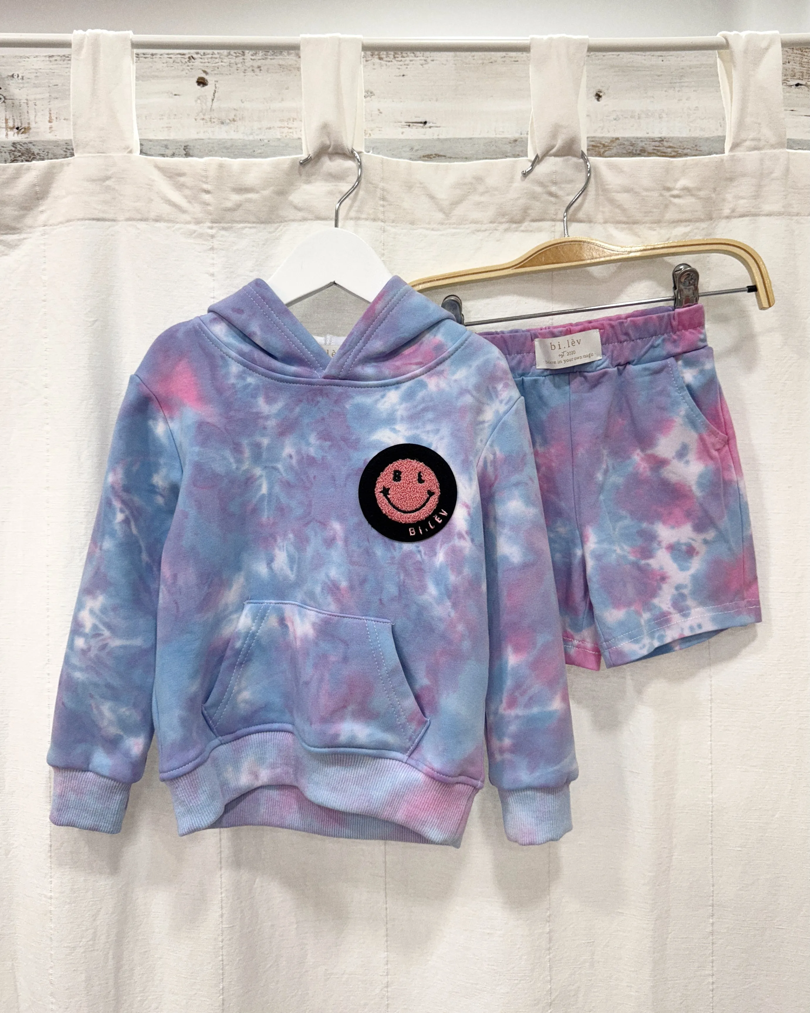 BABY & KIDS PINK N BLUE tie-dye jogger shorts