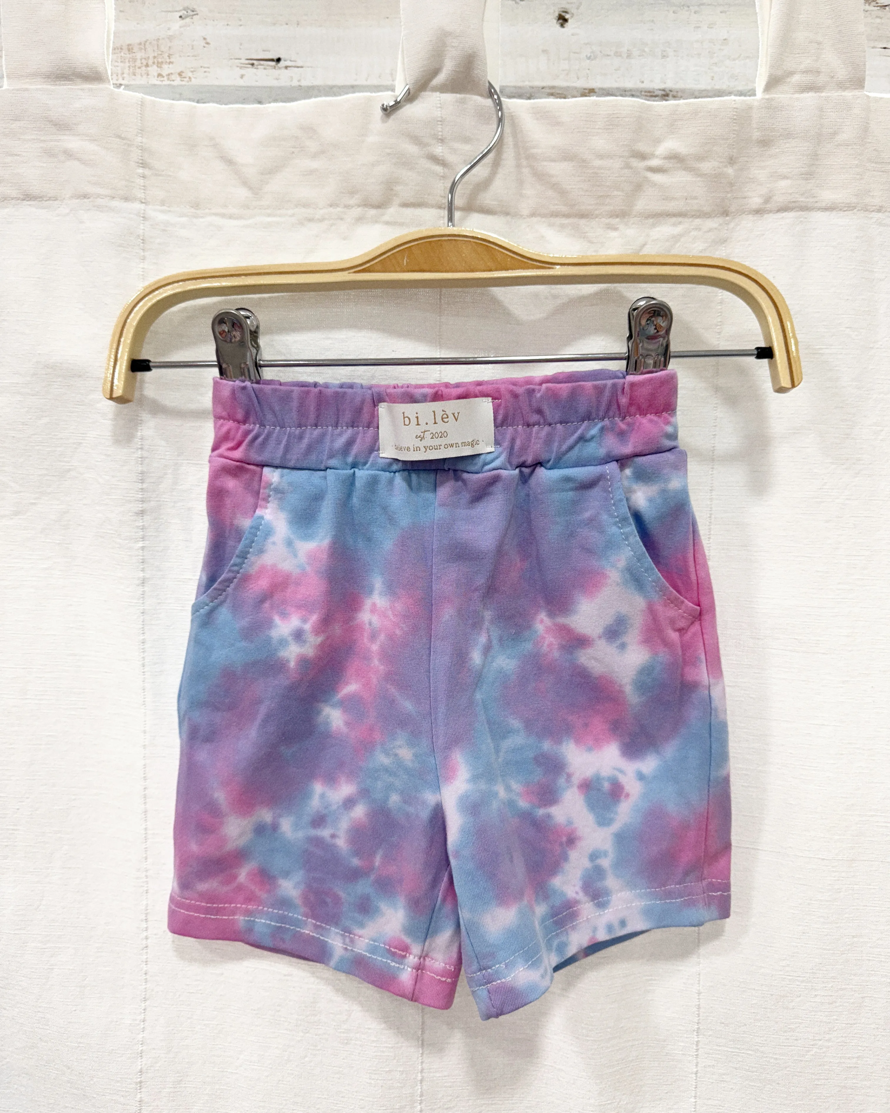 BABY & KIDS PINK N BLUE tie-dye jogger shorts