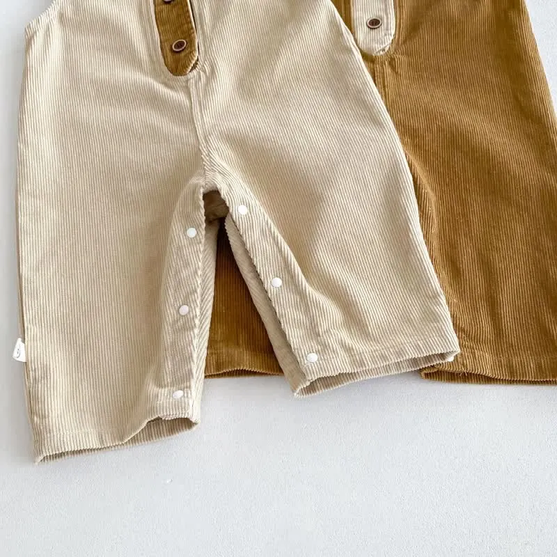Baby Corduroy Button Basic Overalls