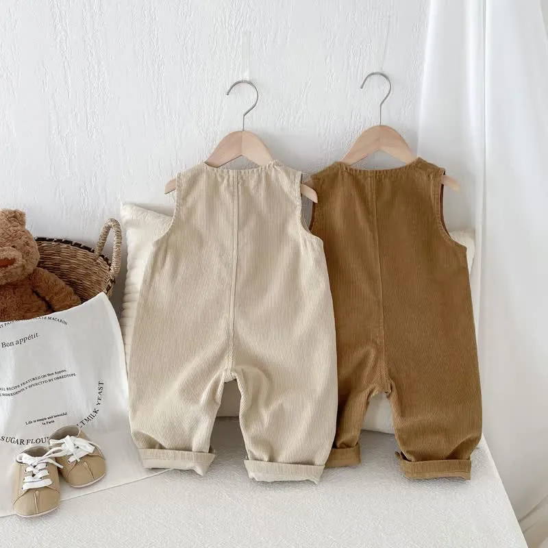 Baby Corduroy Button Basic Overalls