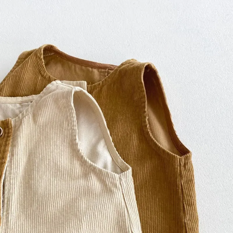Baby Corduroy Button Basic Overalls