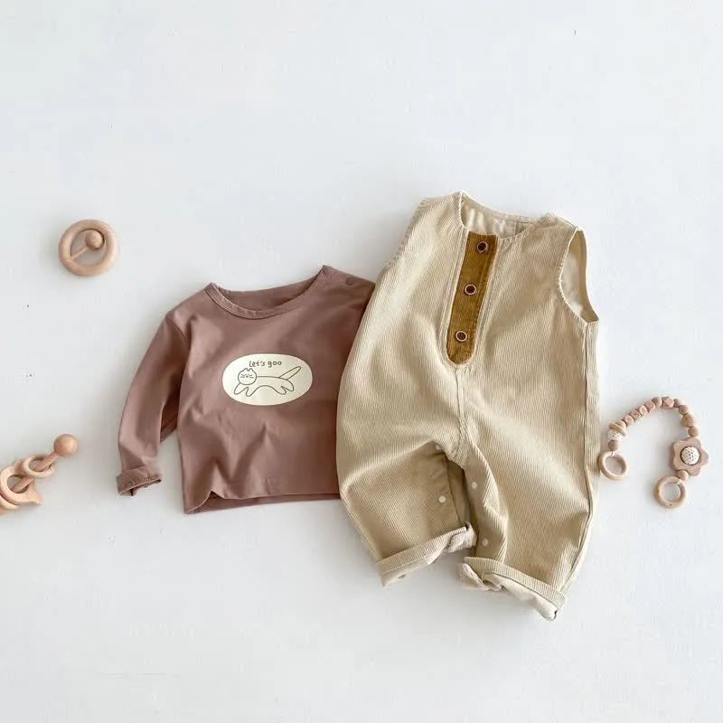 Baby Corduroy Button Basic Overalls