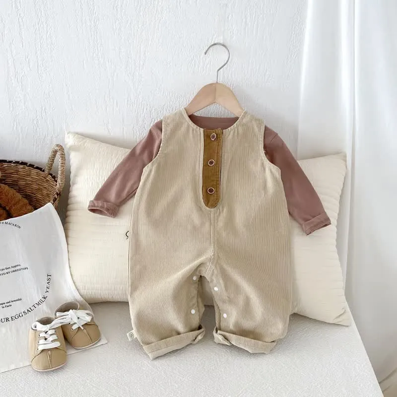 Baby Corduroy Button Basic Overalls