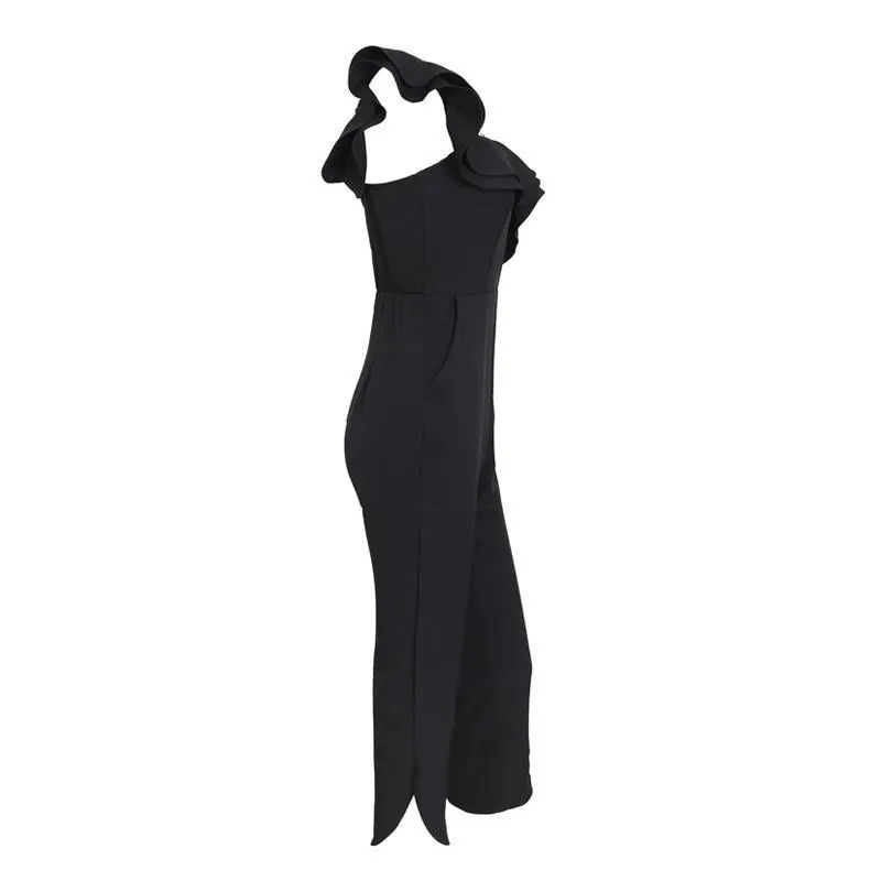 Backless Off Shoulder Black Jumpsuit