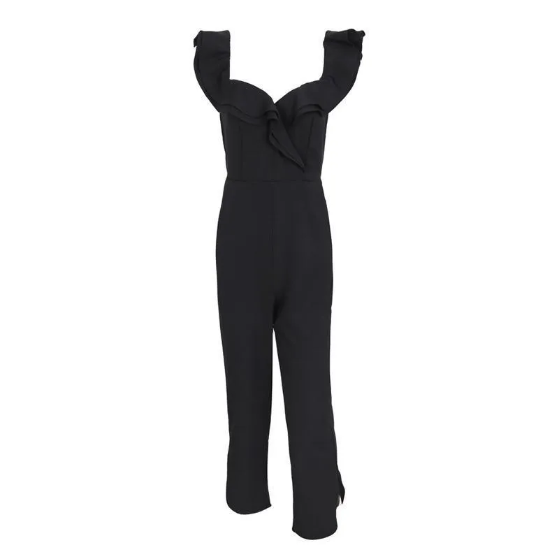 Backless Off Shoulder Black Jumpsuit