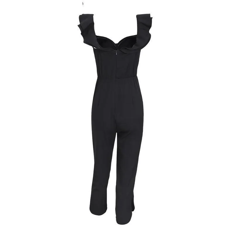 Backless Off Shoulder Black Jumpsuit