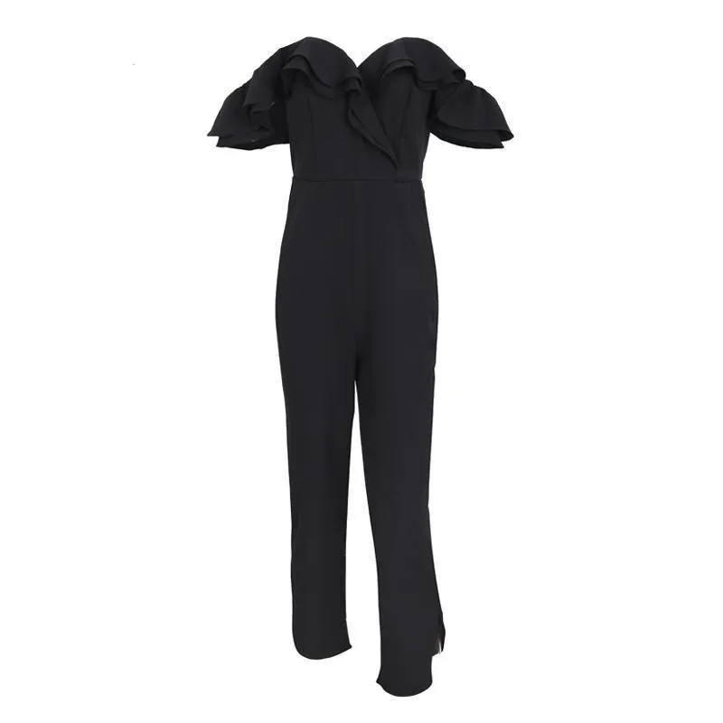 Backless Off Shoulder Black Jumpsuit