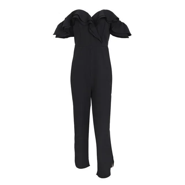 Backless Off Shoulder Black Jumpsuit