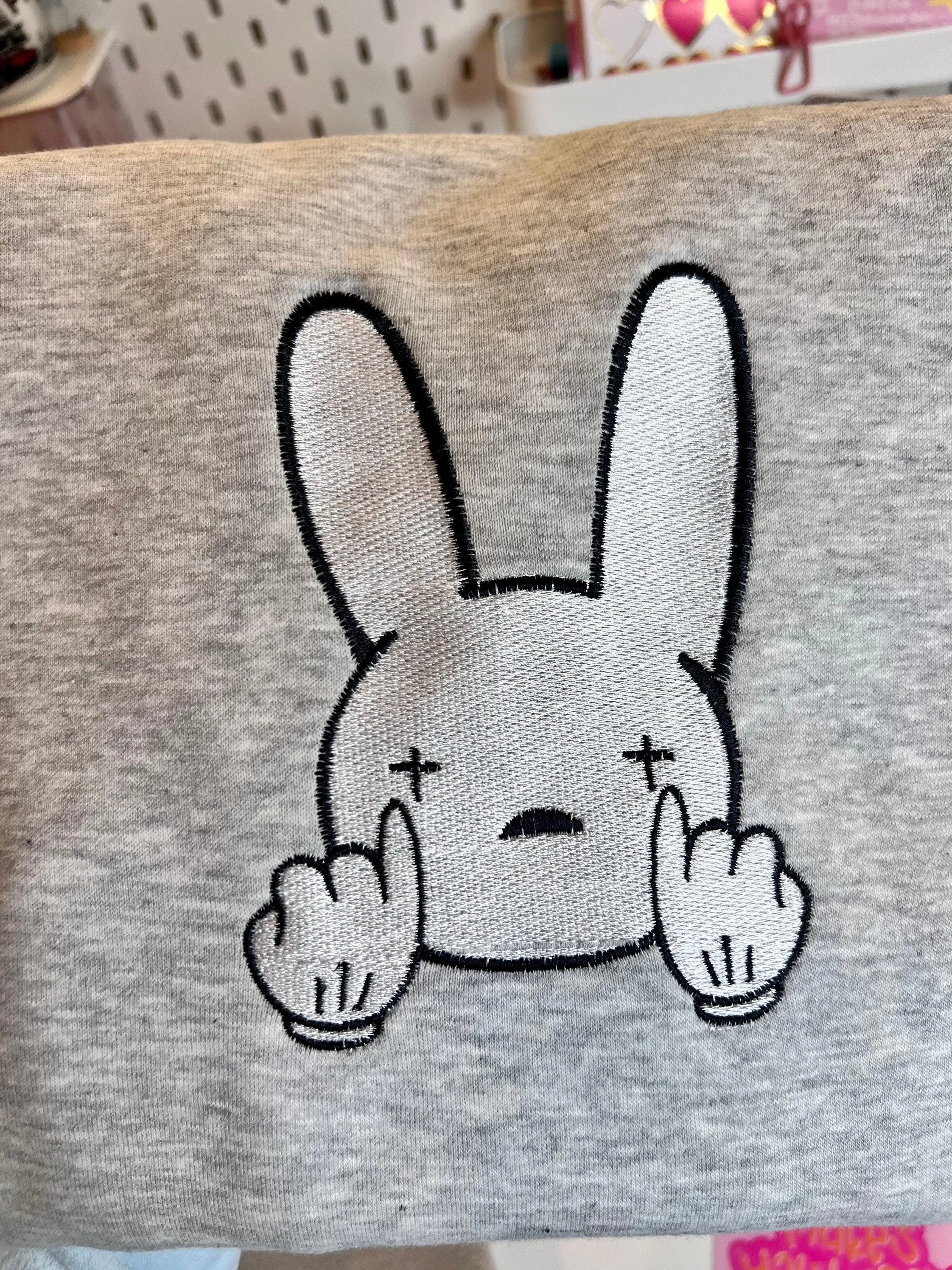 Bad Bunny Embroidered Sweatshirt | Bad Bunny Embroidered Sweatshirts