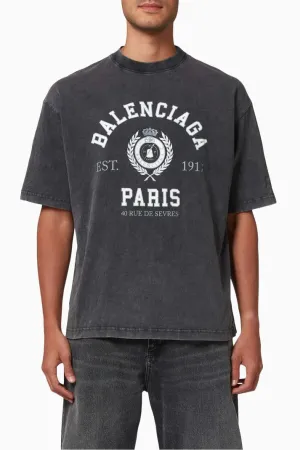 BALENCIAGA College 1917 Medium Fit T-shirt in Vintage Cotton Jersey