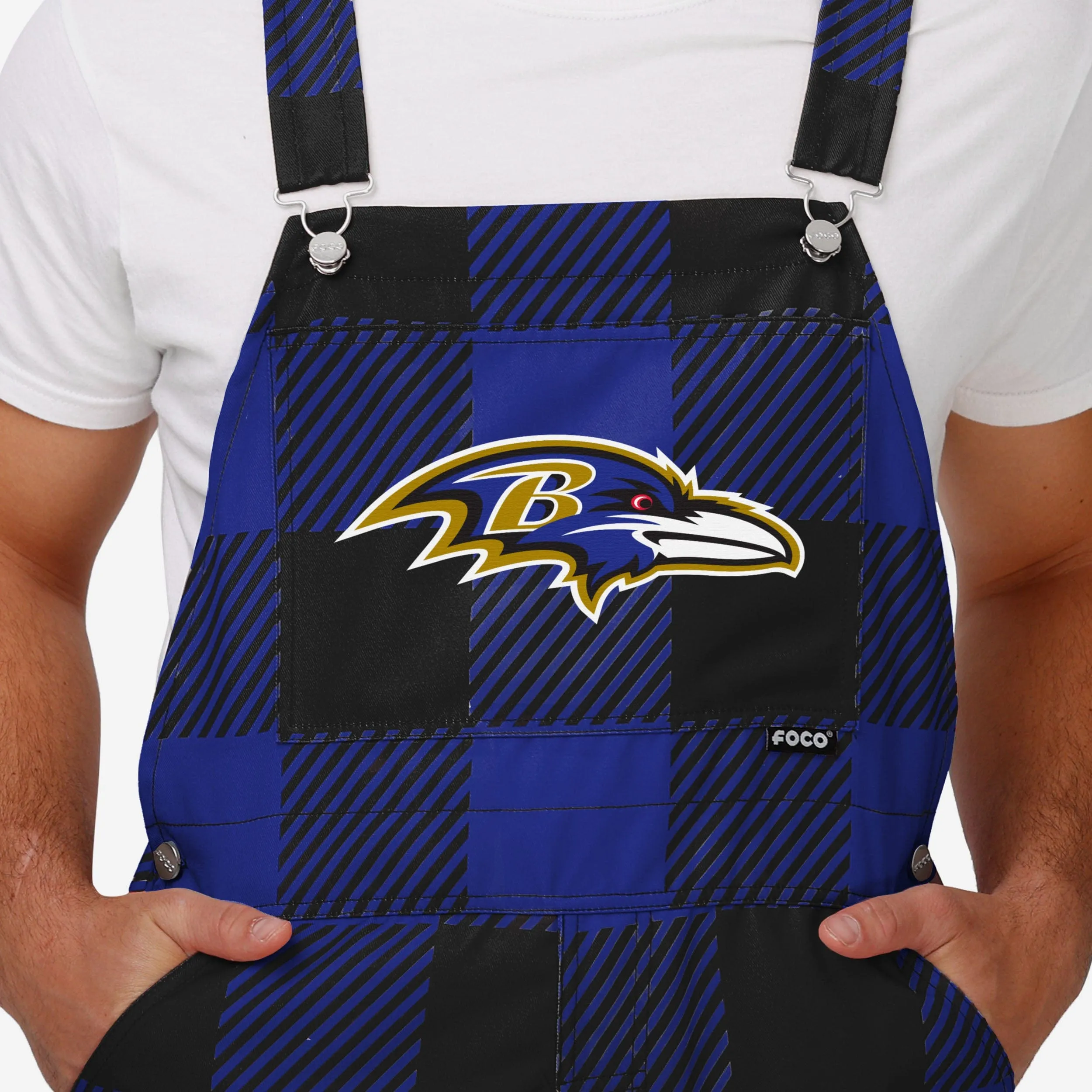 Baltimore Ravens Mens Plaid Bib Overalls