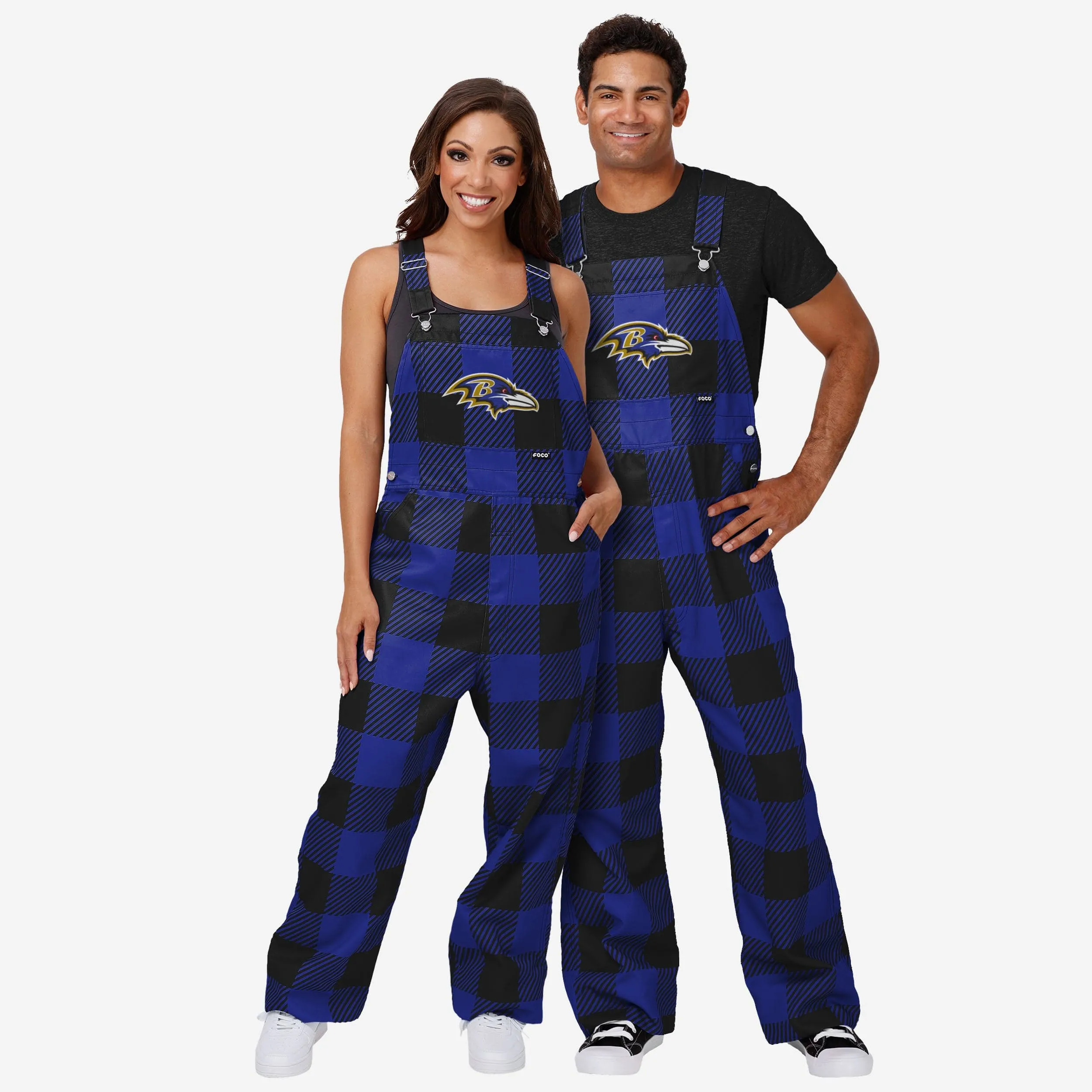 Baltimore Ravens Mens Plaid Bib Overalls