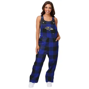 Baltimore Ravens NFL Womens Plaid Bib Overalls