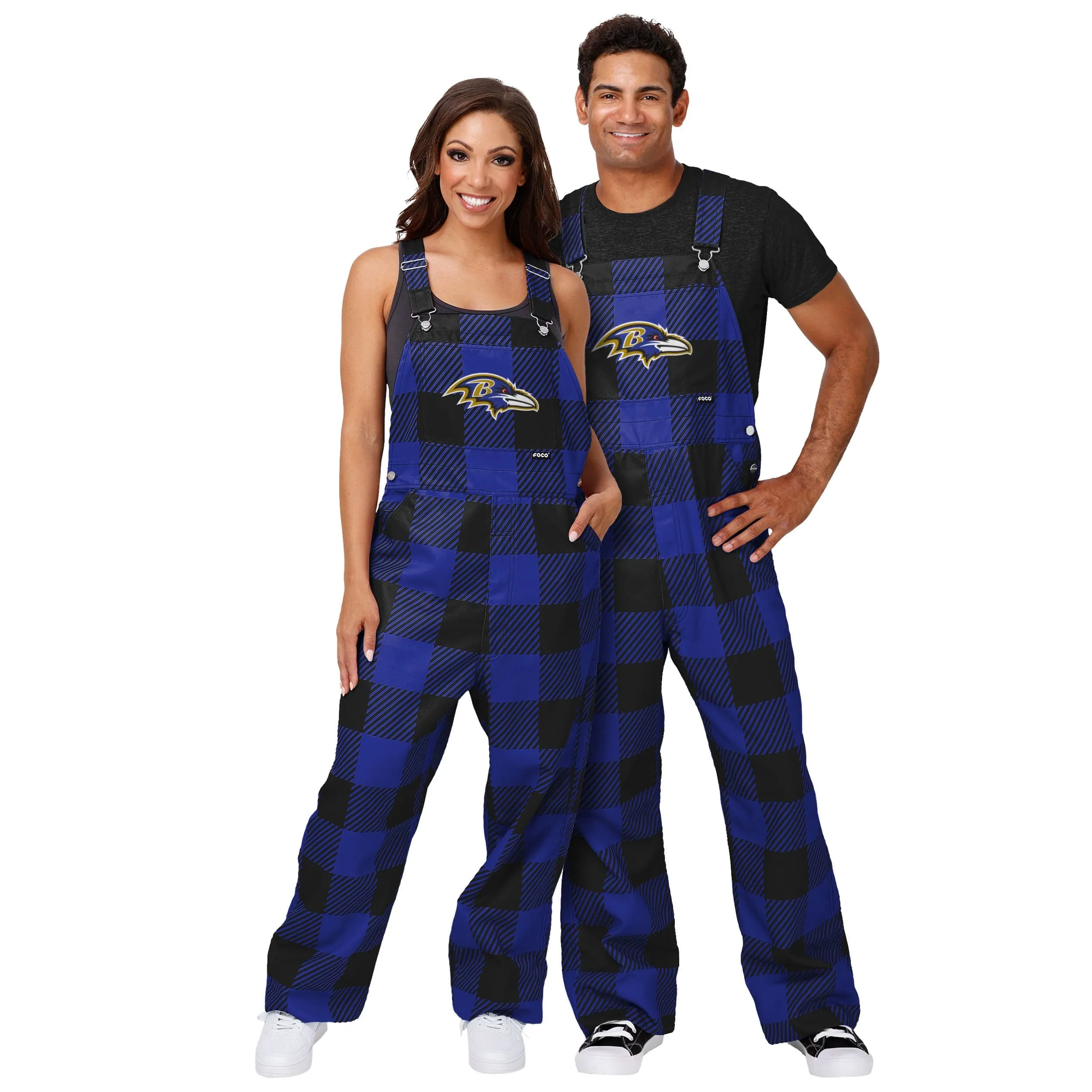 Baltimore Ravens NFL Womens Plaid Bib Overalls