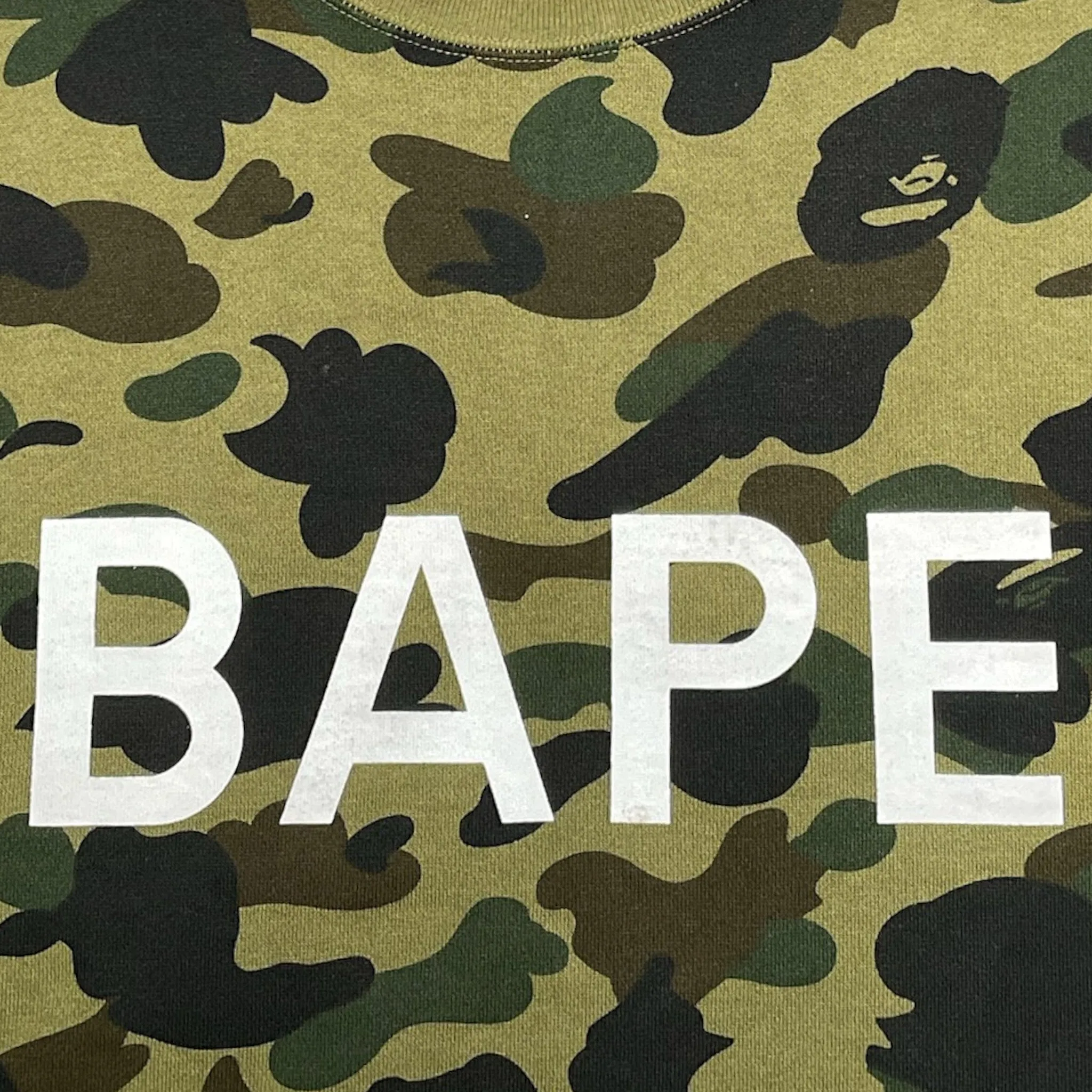 BAPE College Logo Crewneck Sweatshirt Green Camo Pre-Owned