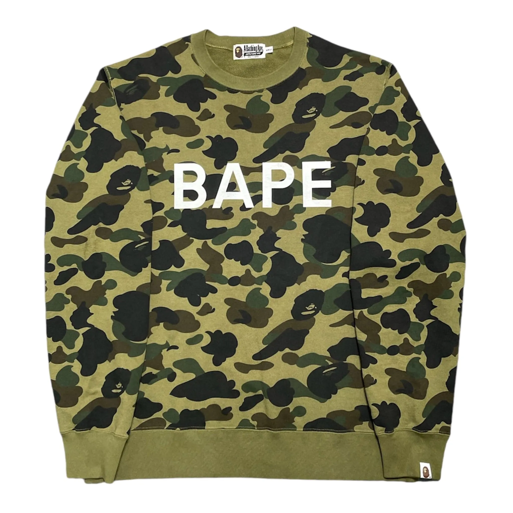 BAPE College Logo Crewneck Sweatshirt Green Camo Pre-Owned