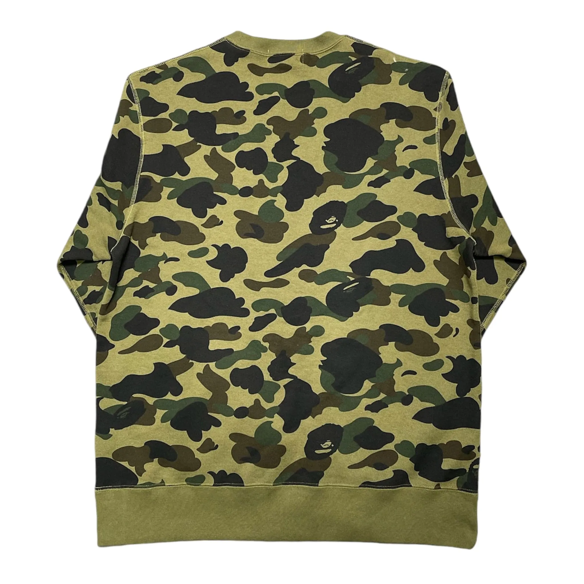BAPE College Logo Crewneck Sweatshirt Green Camo Pre-Owned