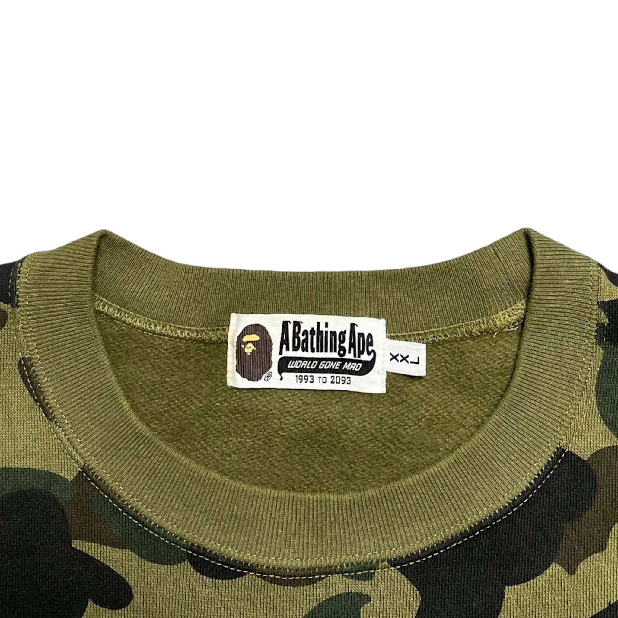 BAPE College Logo Crewneck Sweatshirt Green Camo Pre-Owned