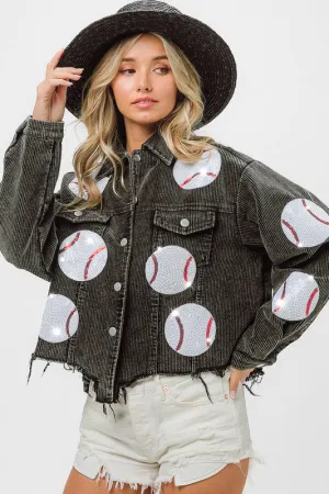 Baseball Patch Vintage Washed Corduroy Jacket
