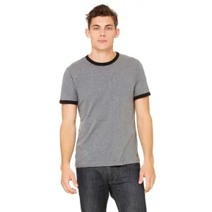 Bella   Canvas Men's Deep Heather/Black Jersey Short-Sleeve Ringer T-Shirt