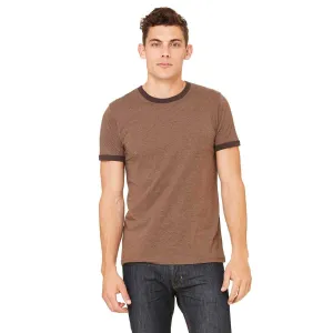 Bella   Canvas Men's Heather Brown/Brown Jersey Short-Sleeve Ringer T-Shirt