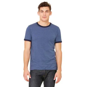 Bella   Canvas Men's Heather Navy/Midnight Jersey Short-Sleeve Ringer T-Shirt