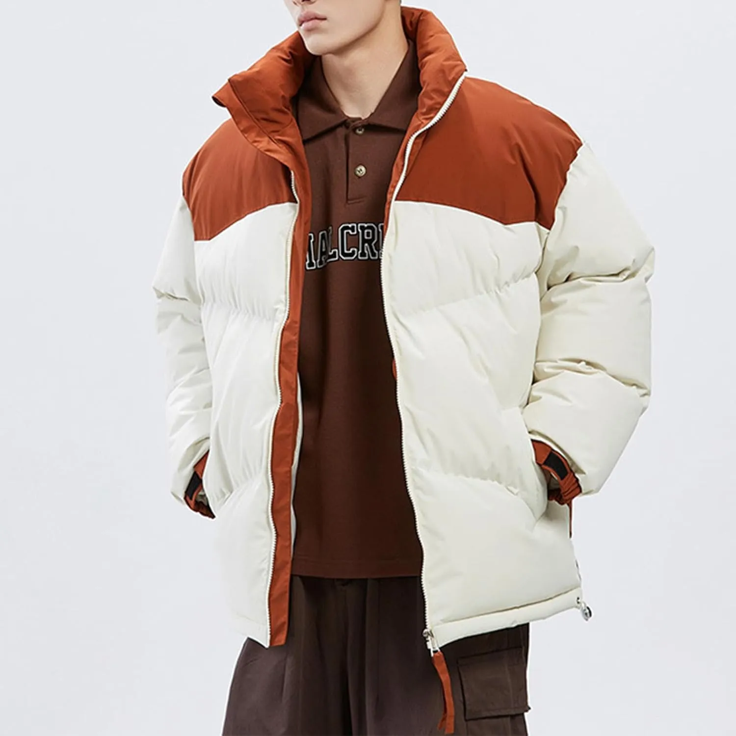 Bidobibo Quilted Jacket Men Lightweight Long Sleeve Puffer Coat Warm Winter Jackets for Men 2025 Stand Collar Winter Coat