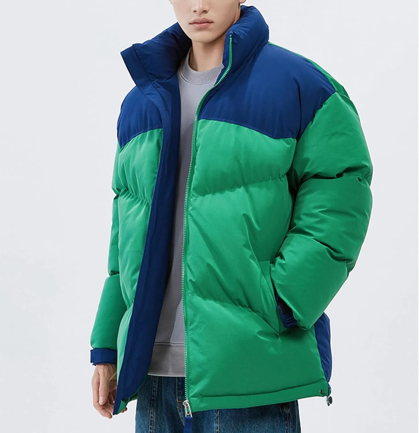 Bidobibo Quilted Jacket Men Lightweight Long Sleeve Puffer Coat Warm Winter Jackets for Men 2025 Stand Collar Winter Coat
