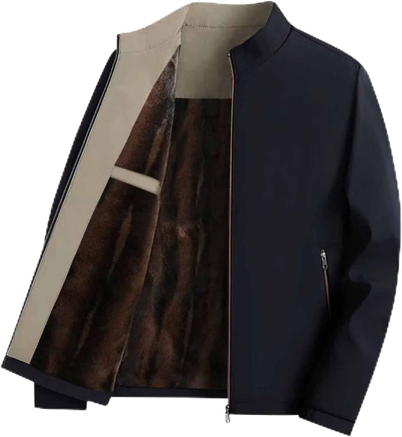 Bidobibo Quilted Jacket Men Lightweight Sherpa Lined Coat Quilted Jackets Men's Winter Jackets Outerwear Warm Puffer Coats