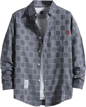 BIFUTON Mens Lightweight Flannel Shirts Long Sleeve Button Down Plaid Shirt Men Flannel Jackets for Mens Cardigan Sweater