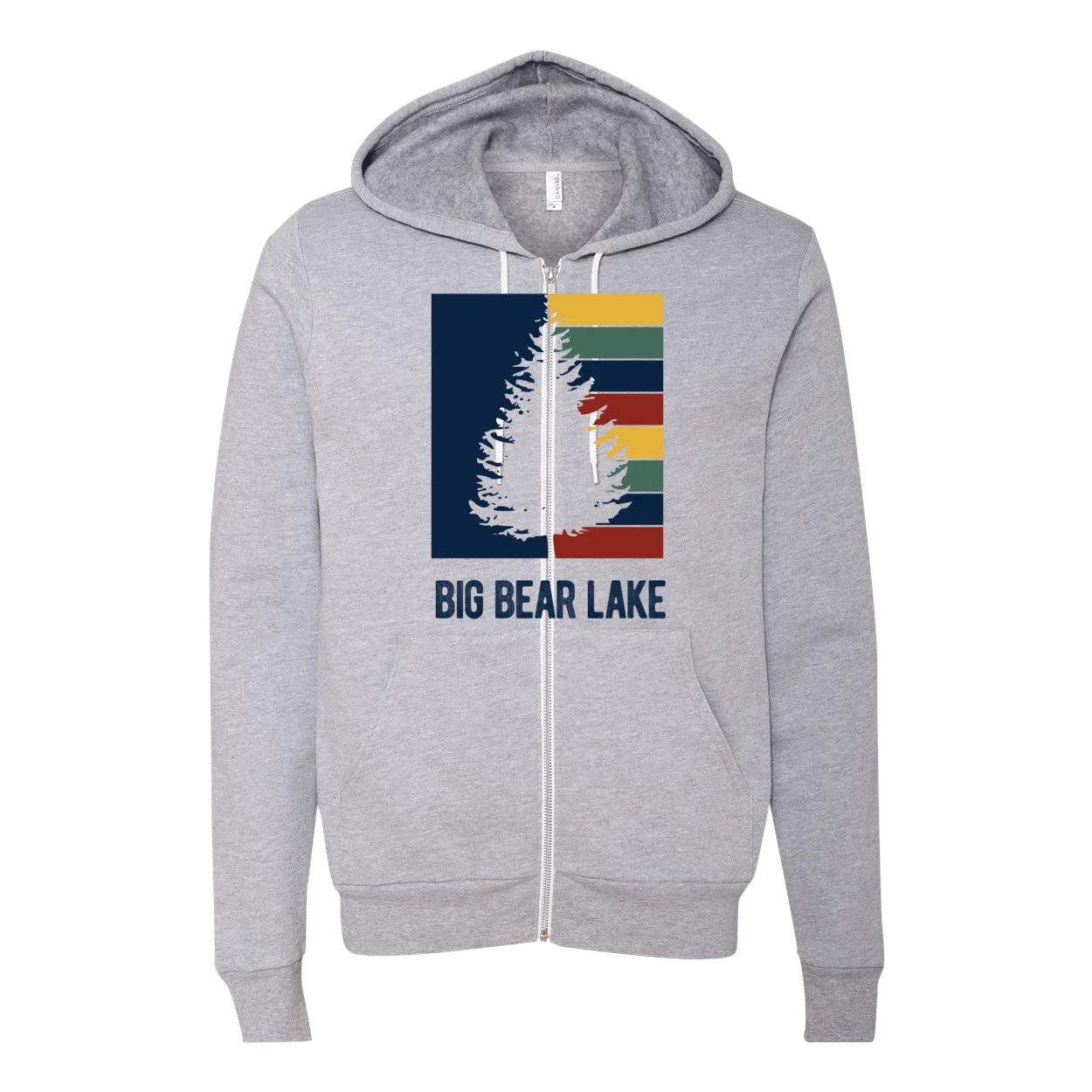 Big Bear Lake Striped Tree - Zip-up Hoodie
