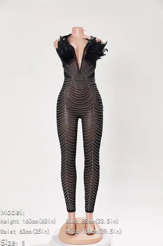 Birds Of A Feather Strapless Mesh Jumpsuit