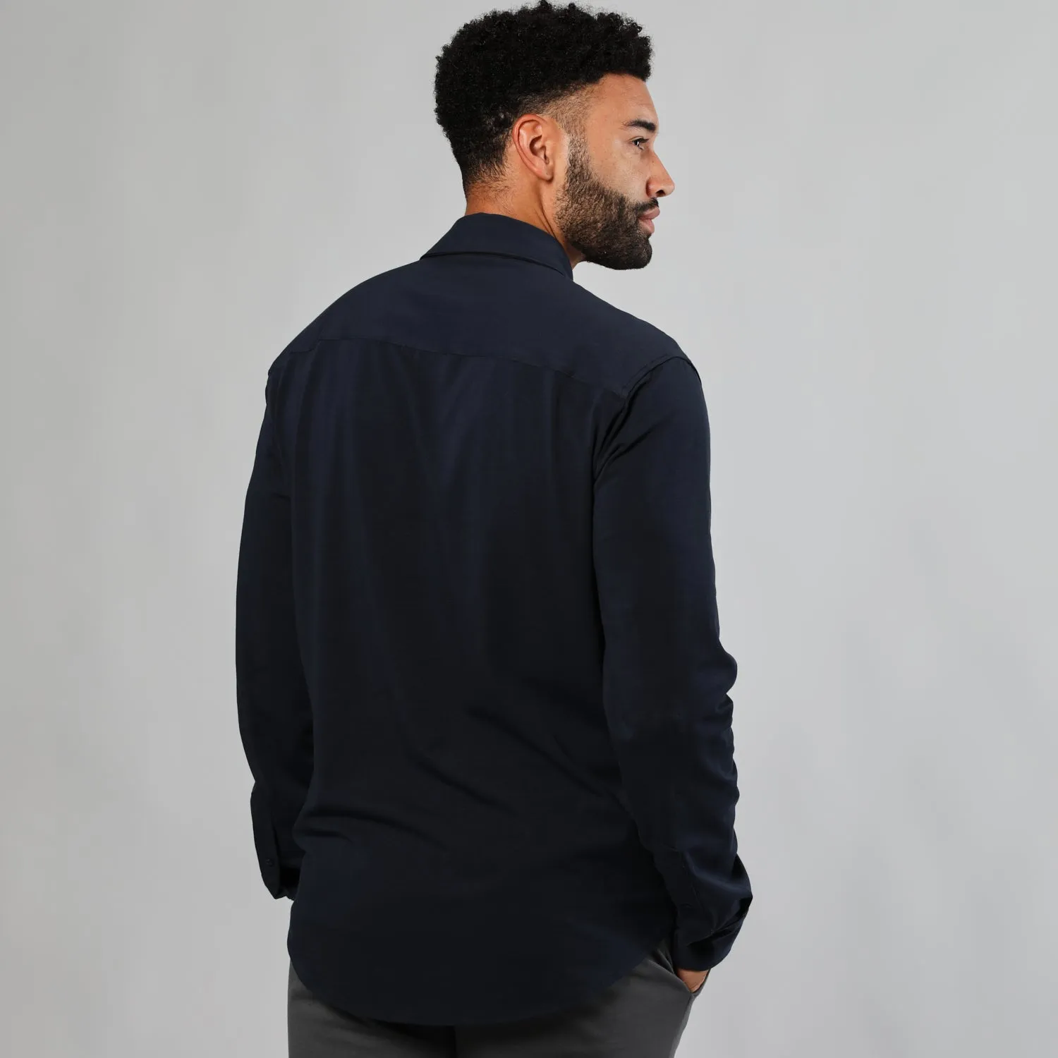 Black & Navy Long Sleeve Knit Shirt 2-Pack