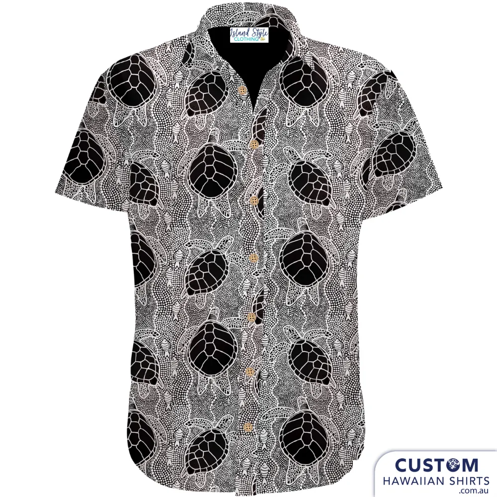 Black & White Turtles, Kuku Bulkaway, FNQ - Custom Indigenous Shirts
