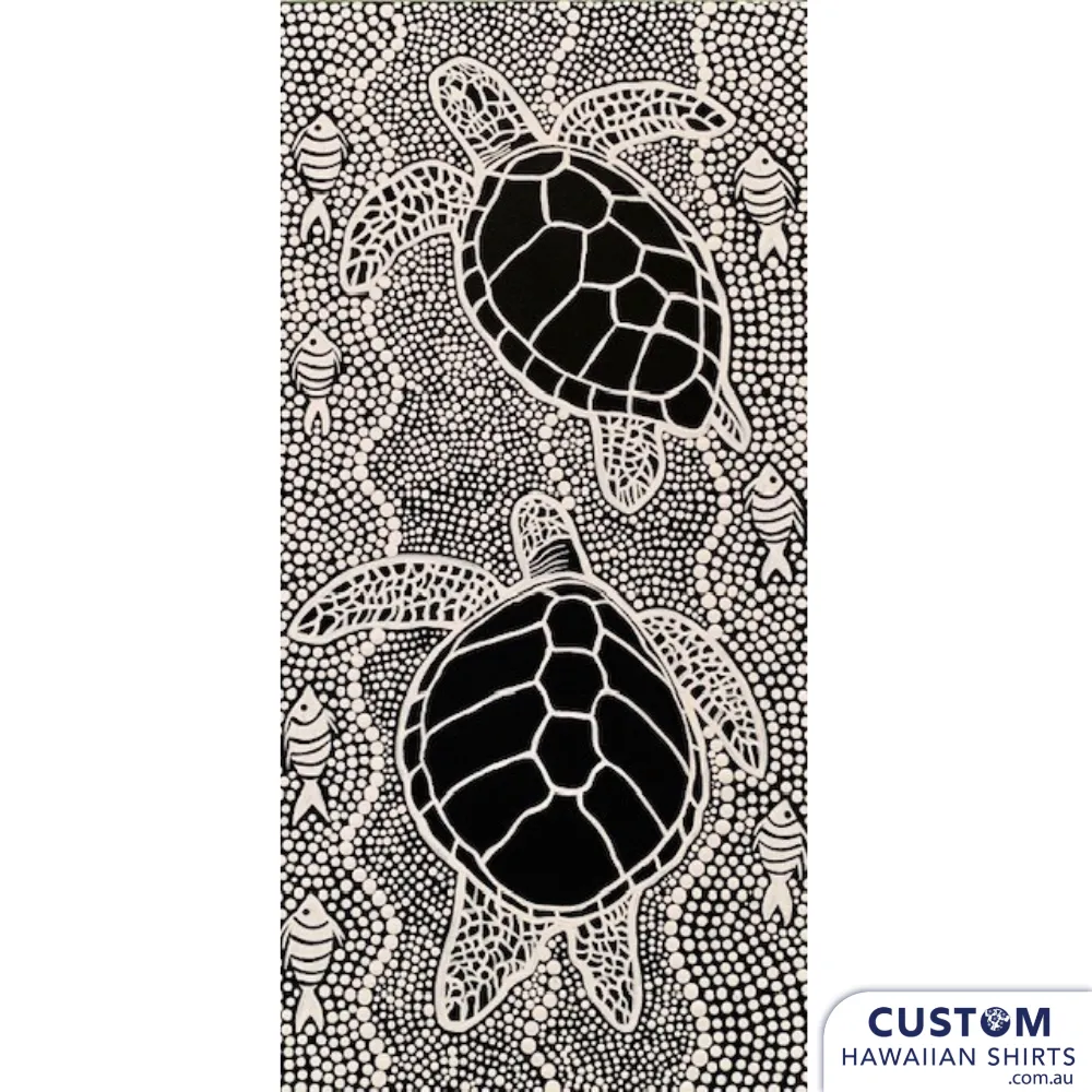 Black & White Turtles, Kuku Bulkaway, FNQ - Custom Indigenous Shirts