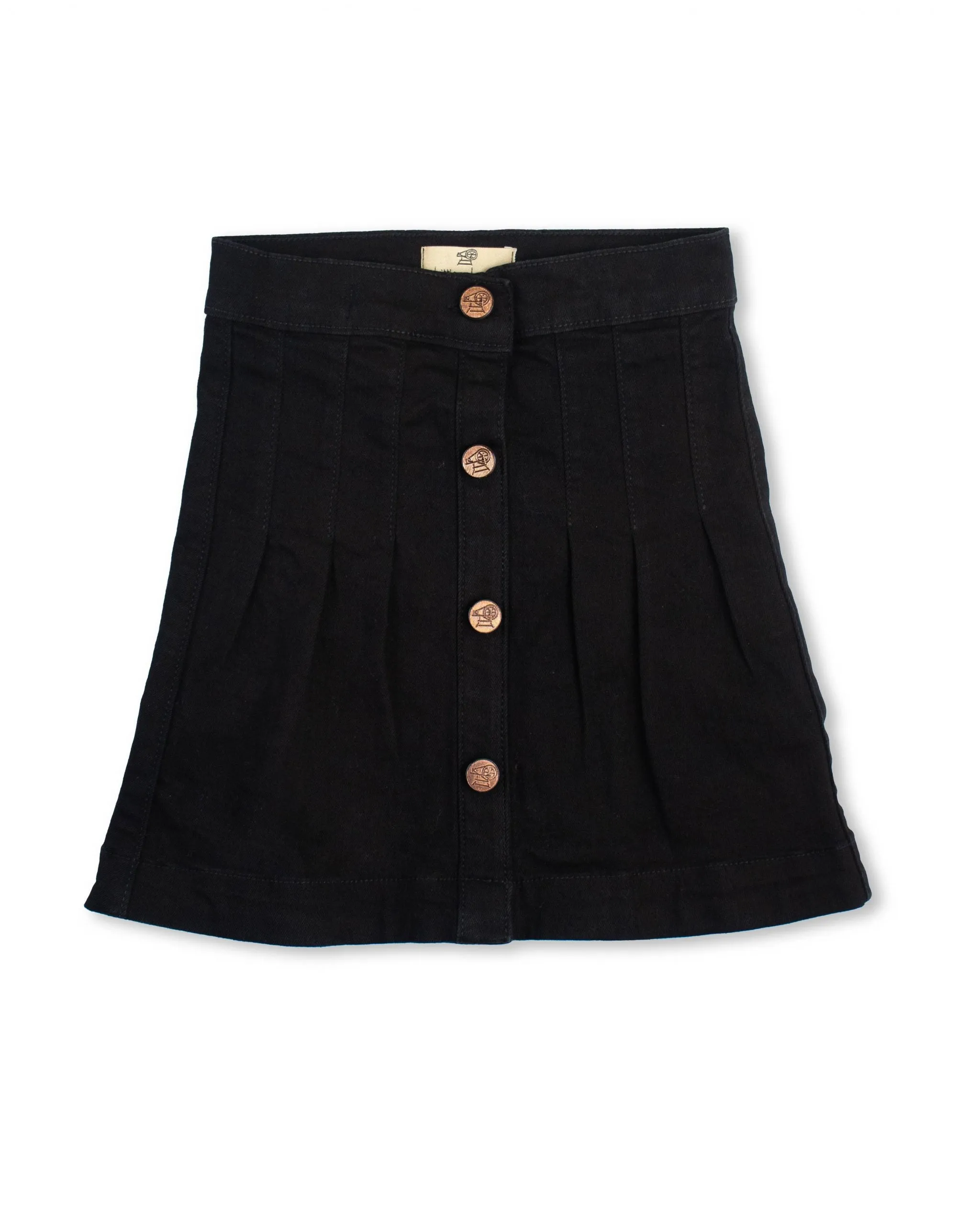BLACK BUTTON-DOWN SKIRT
