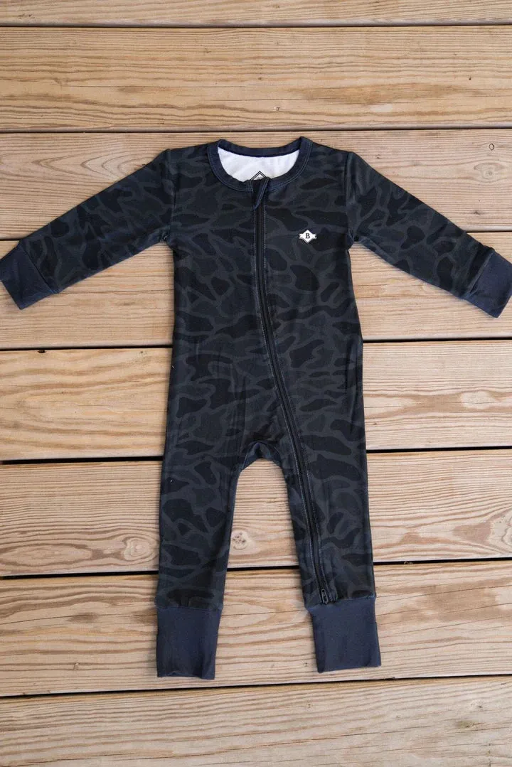 Black Camo Baby Zip-Up Onesie