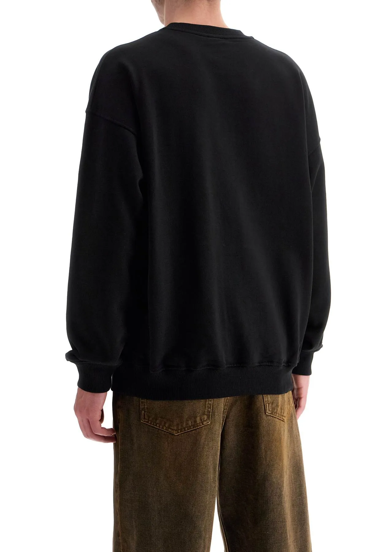 black cotton sweatshirt with embroidered s-mart-bigoval logo A03790 0JYYJ BLACK