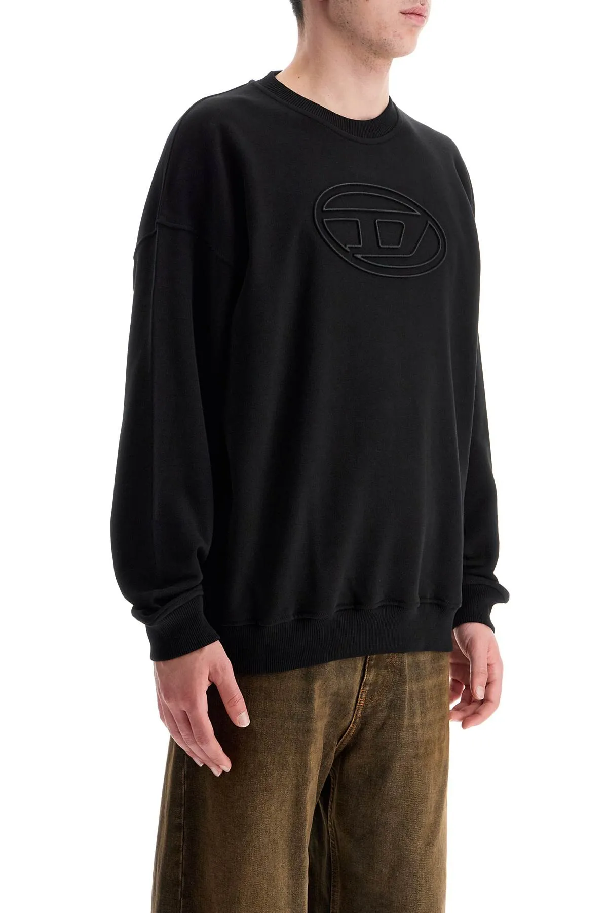 black cotton sweatshirt with embroidered s-mart-bigoval logo A03790 0JYYJ BLACK