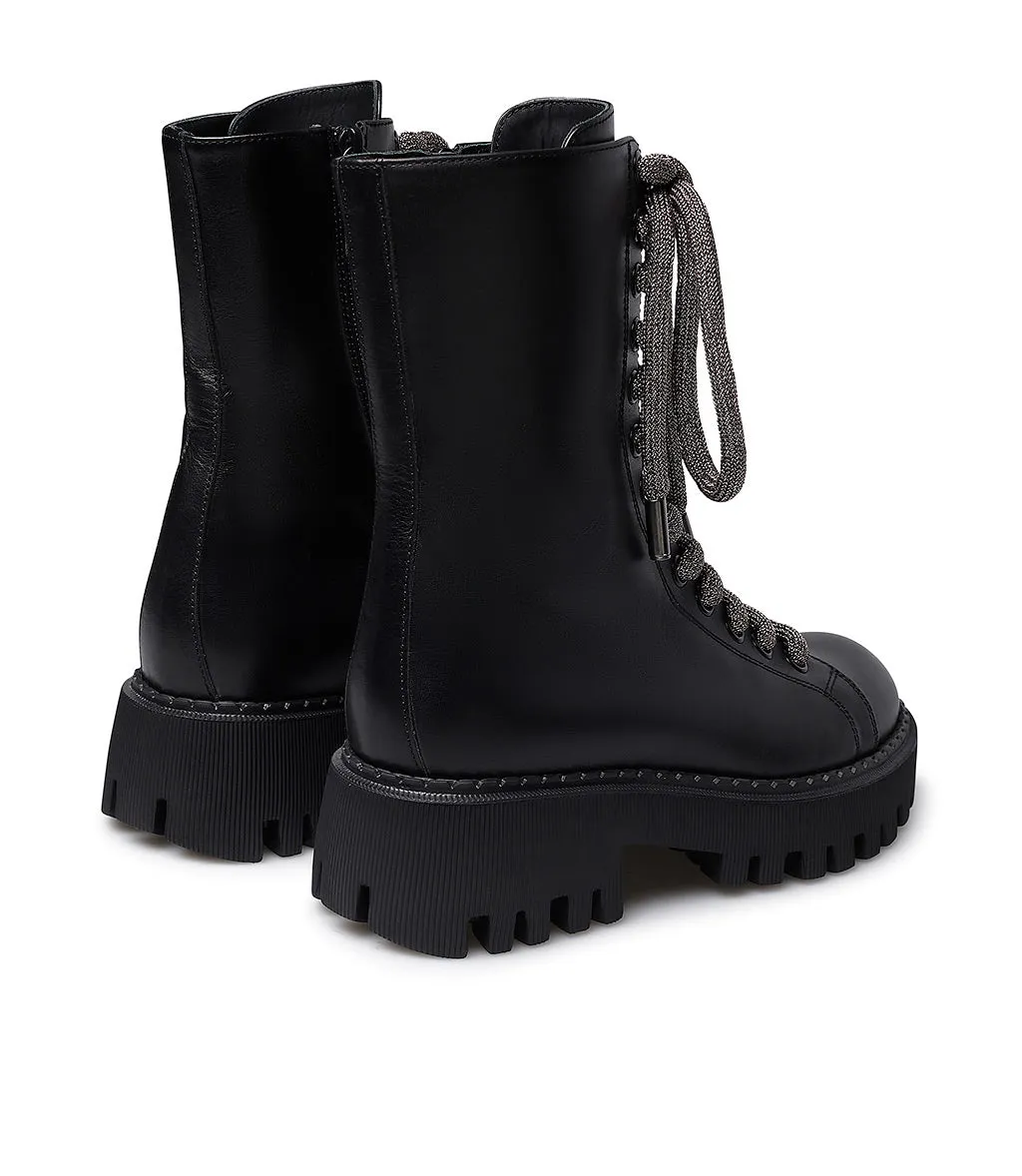 Black leather biker booties