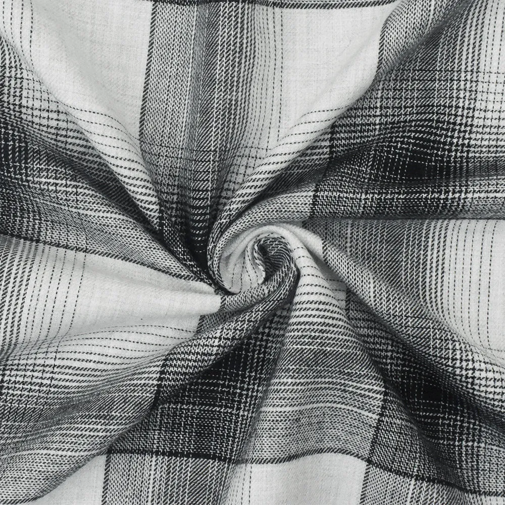 Black-Off-White Famous Maker Cotton Plaid Flannel Woven Fabric