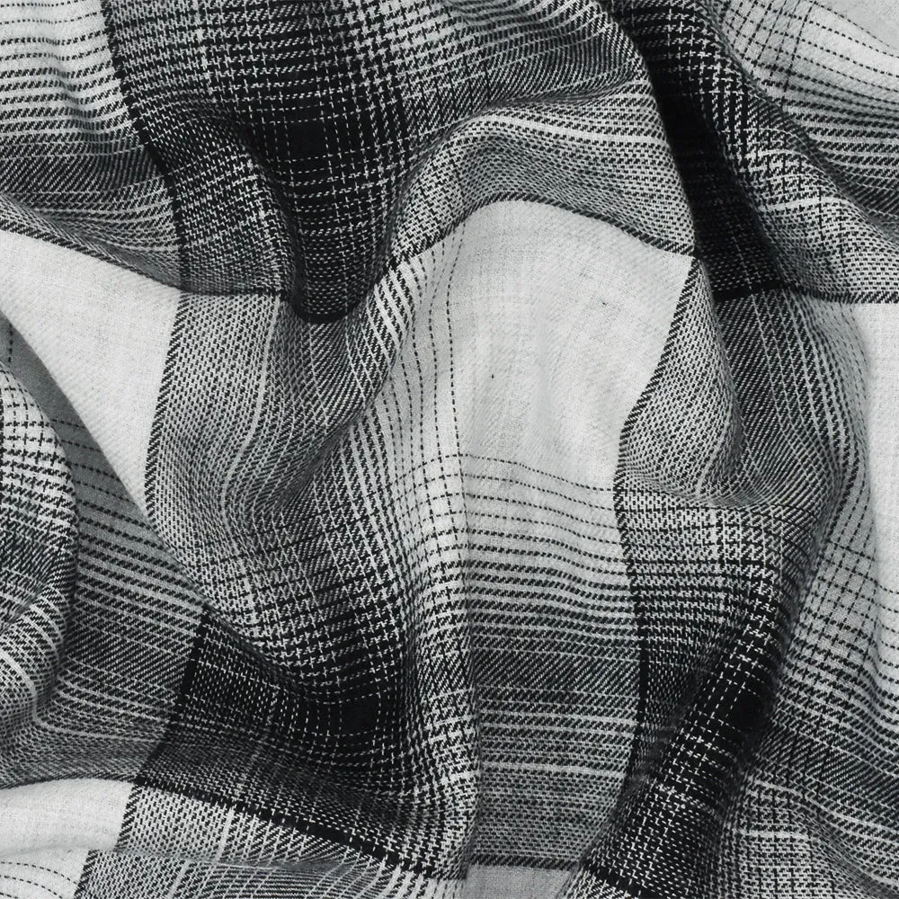 Black-Off-White Famous Maker Cotton Plaid Flannel Woven Fabric