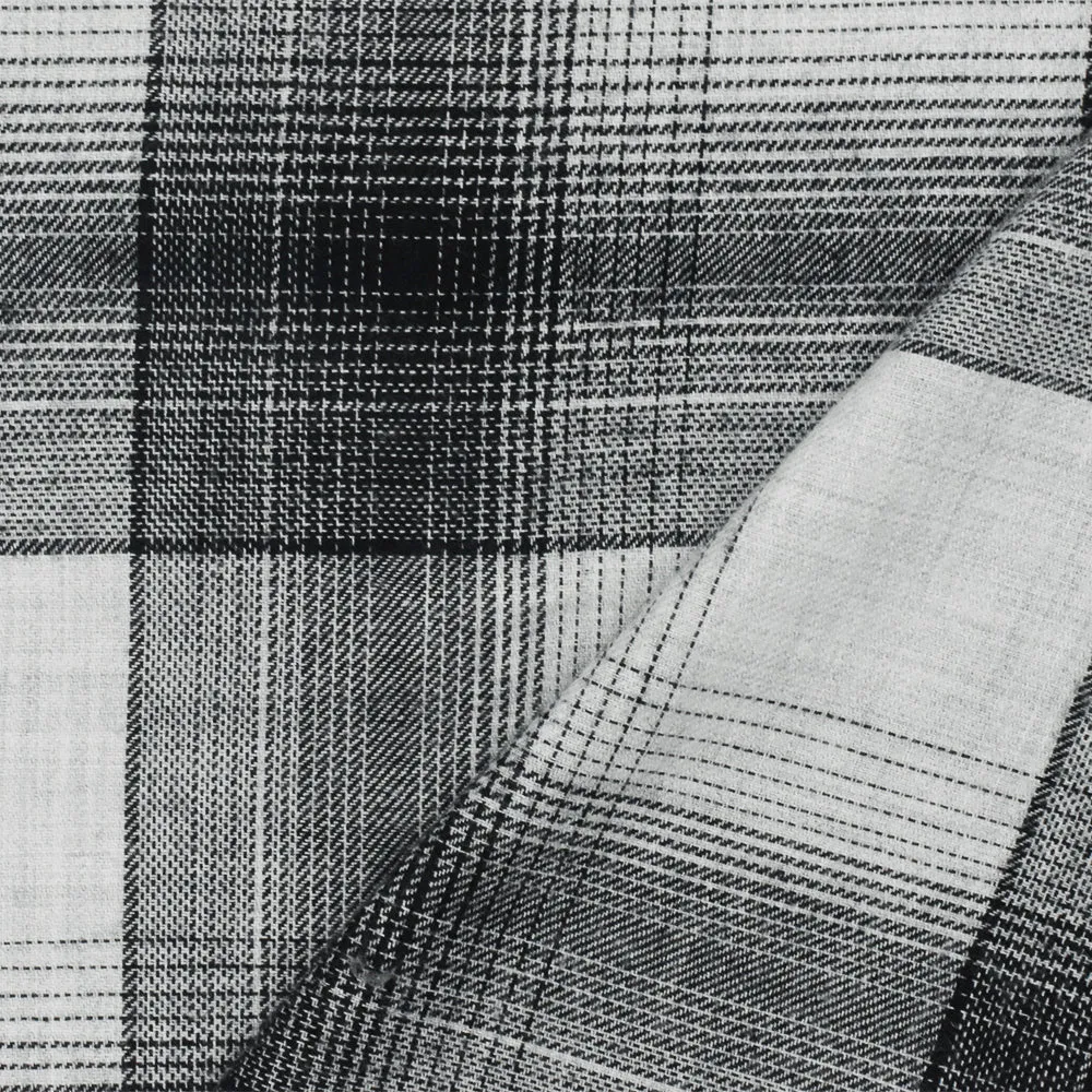 Black-Off-White Famous Maker Cotton Plaid Flannel Woven Fabric