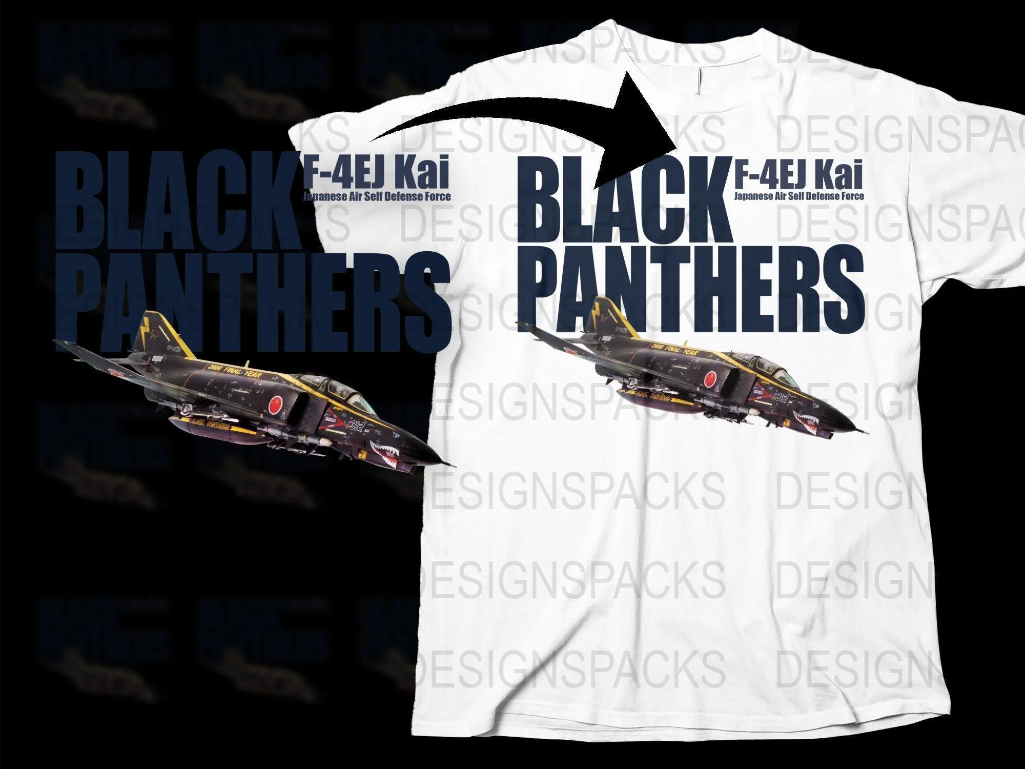 Black Panthers F-4EJ Kai Japanese Air Self Defense Png Digital Download