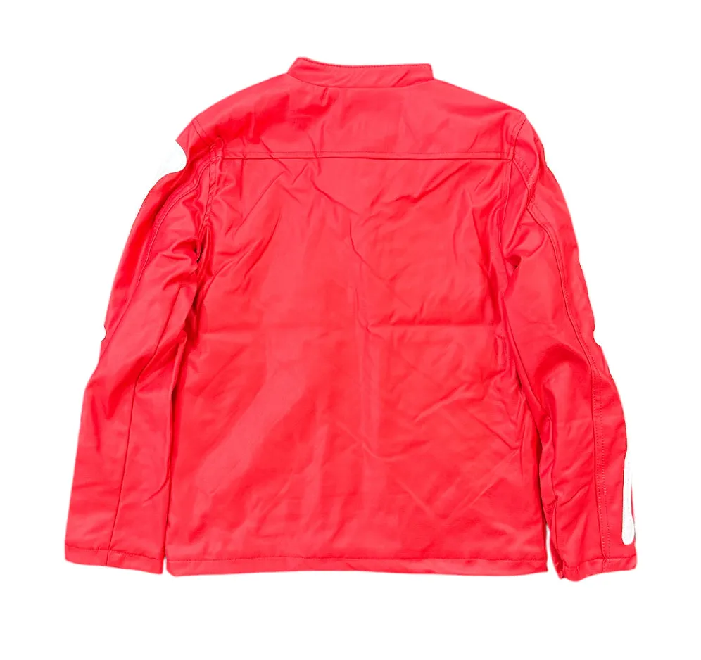 Black Pike Kids Leather Moto Jacket (Red) FB5401K