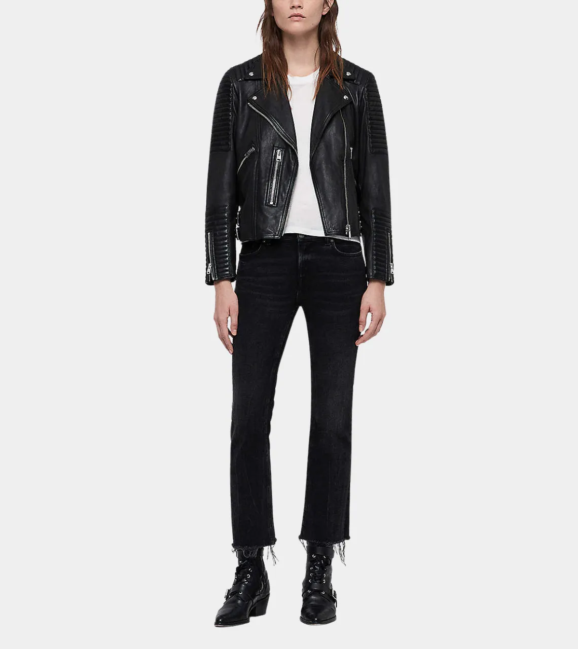 Black Sheepskin Women's Biker Leather Jacket