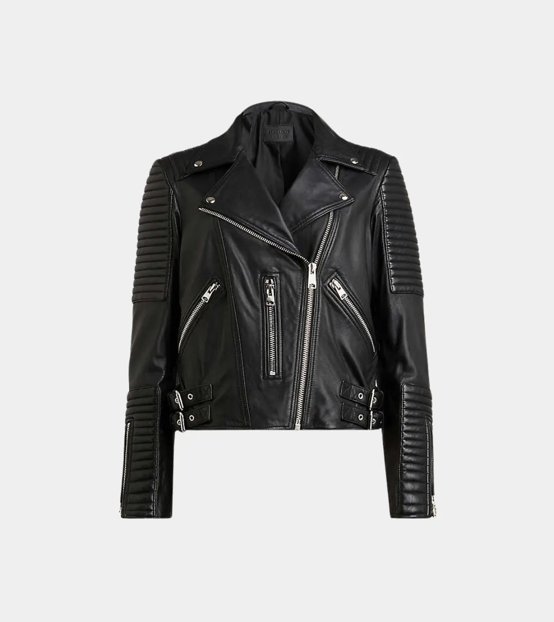 Black Sheepskin Women's Biker Leather Jacket