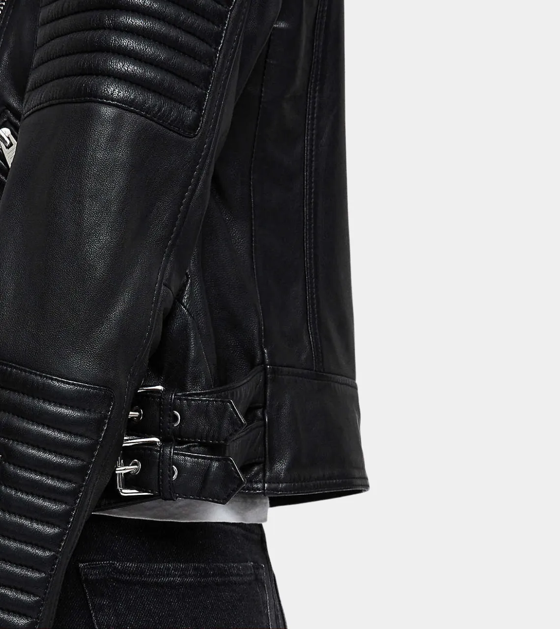 Black Sheepskin Women's Biker Leather Jacket
